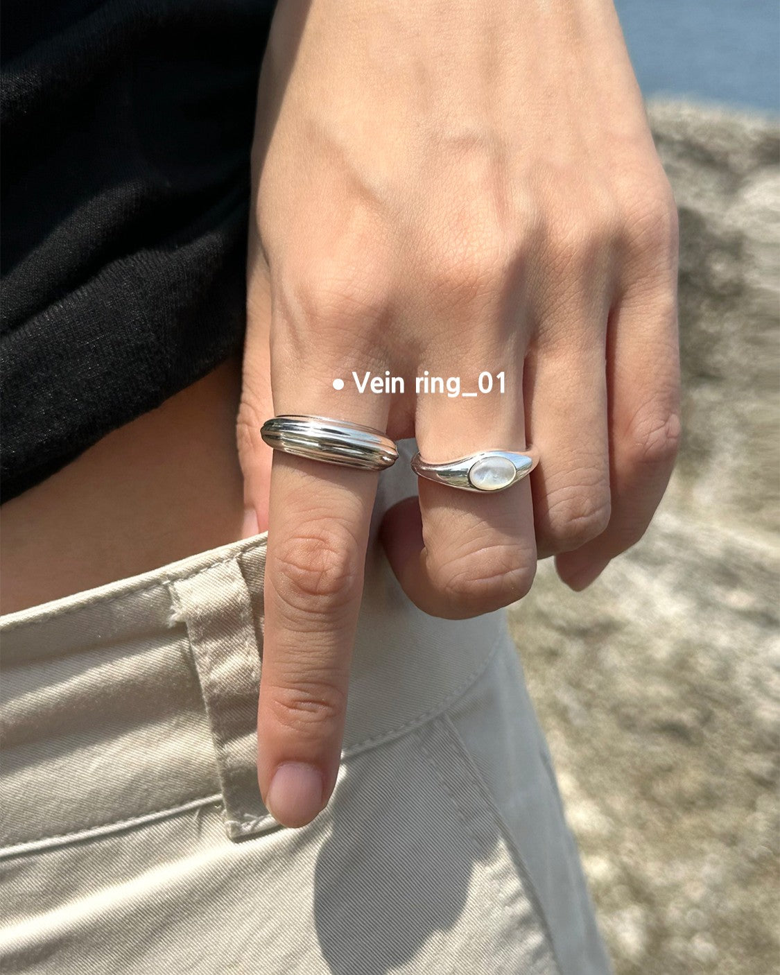 Vein ring silver ring