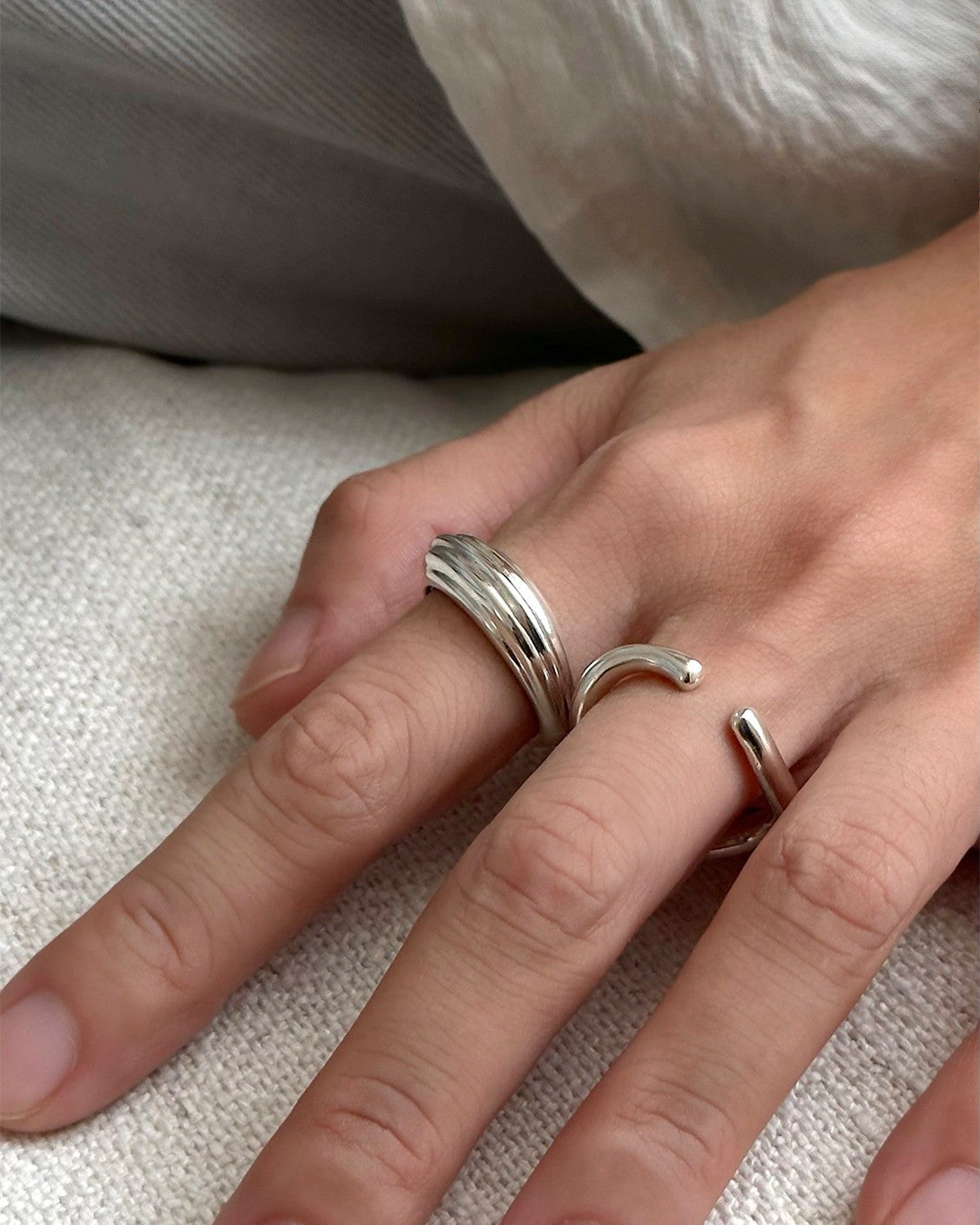 Vein ring silver ring