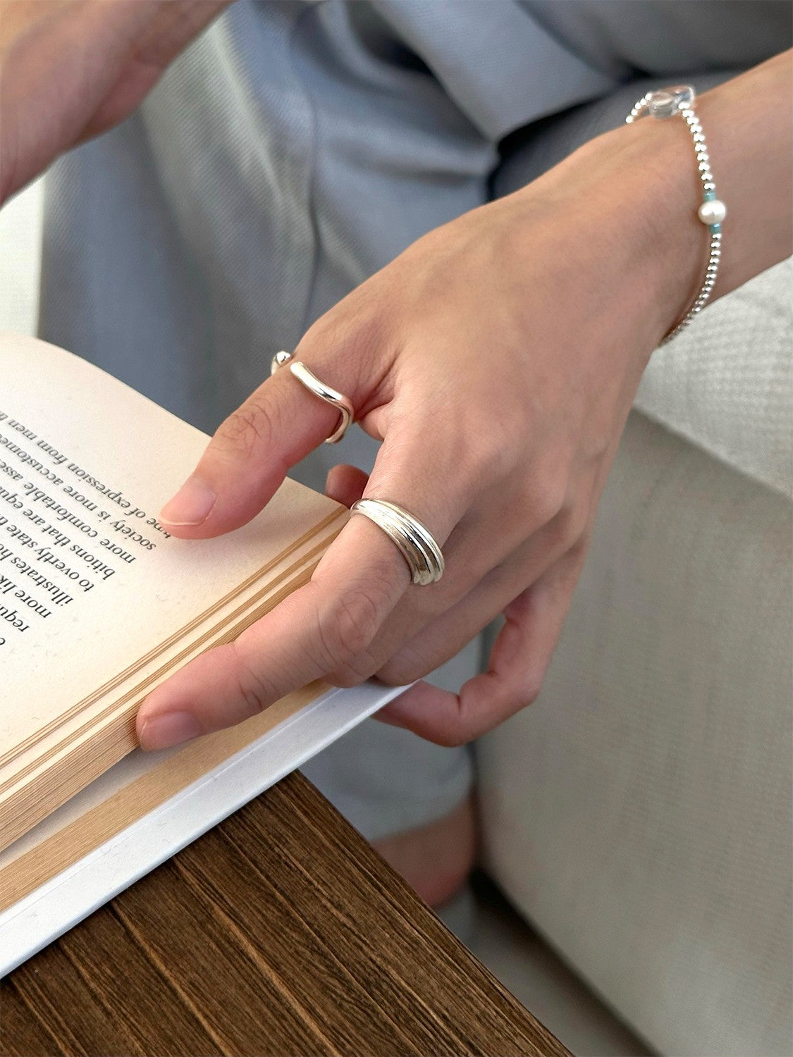 Vein ring silver ring