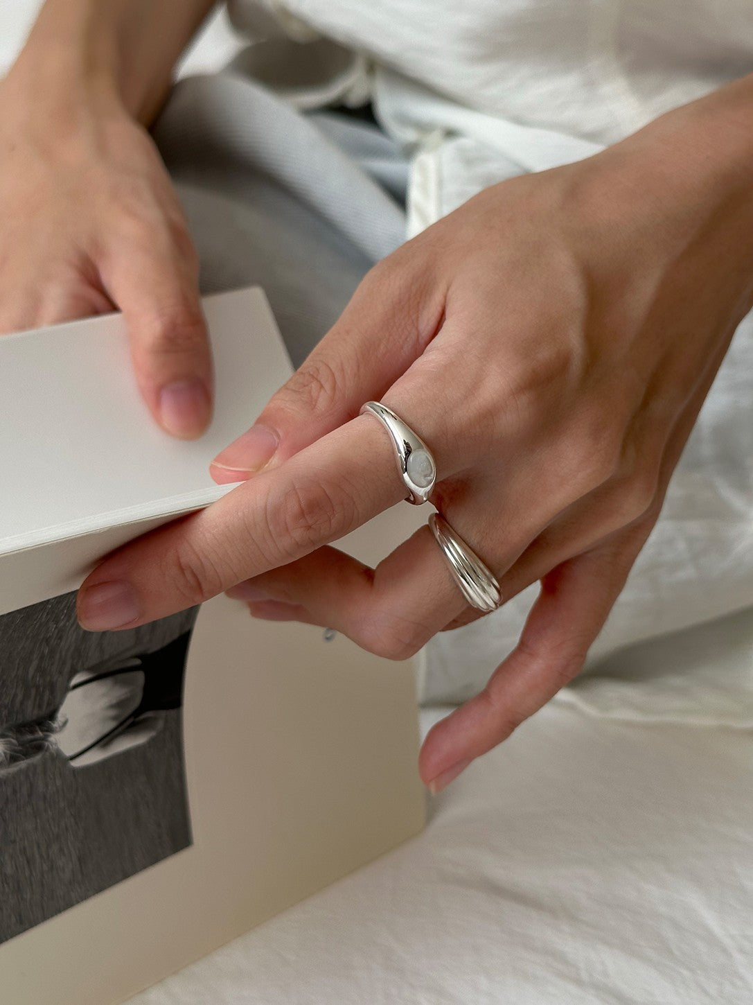 Vein ring silver ring