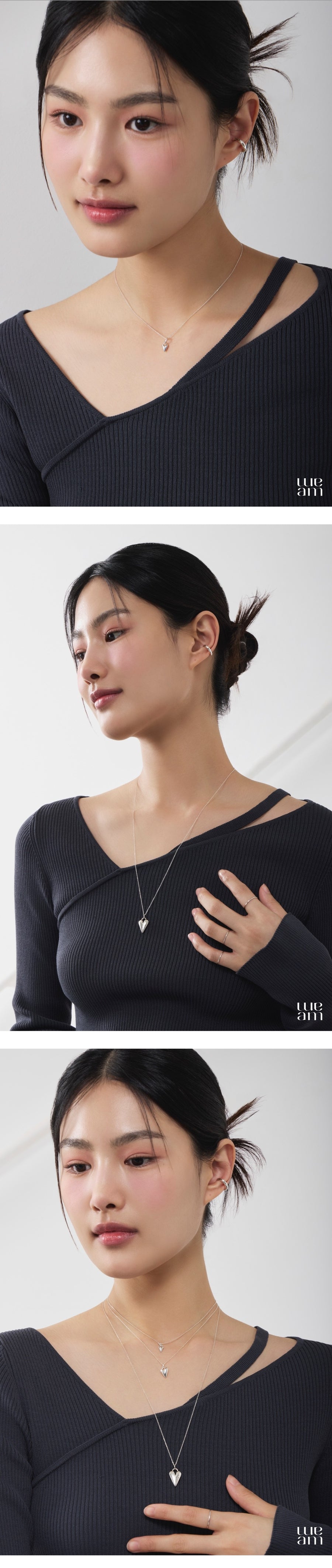 シルバー ベーシック ハート ペンダント ネックレス / Silver Basic Heart Pendant Necklace