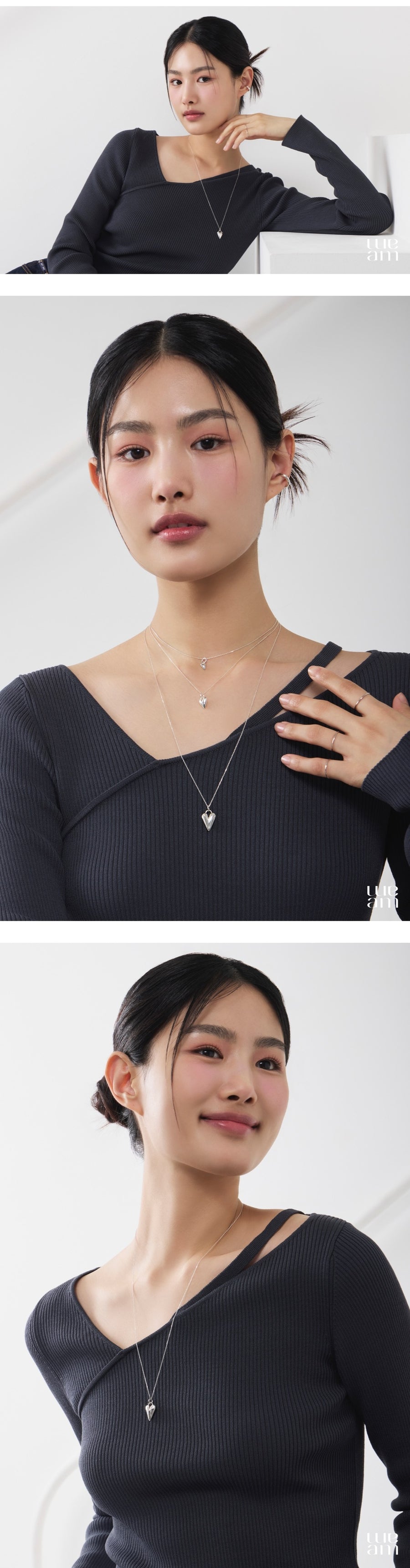 シルバー ベーシック ハート ペンダント ネックレス / Silver Basic Heart Pendant Necklace