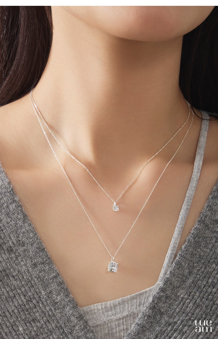 シルバー クッション カット ネックレス / Silver Cushion Cut Necklace