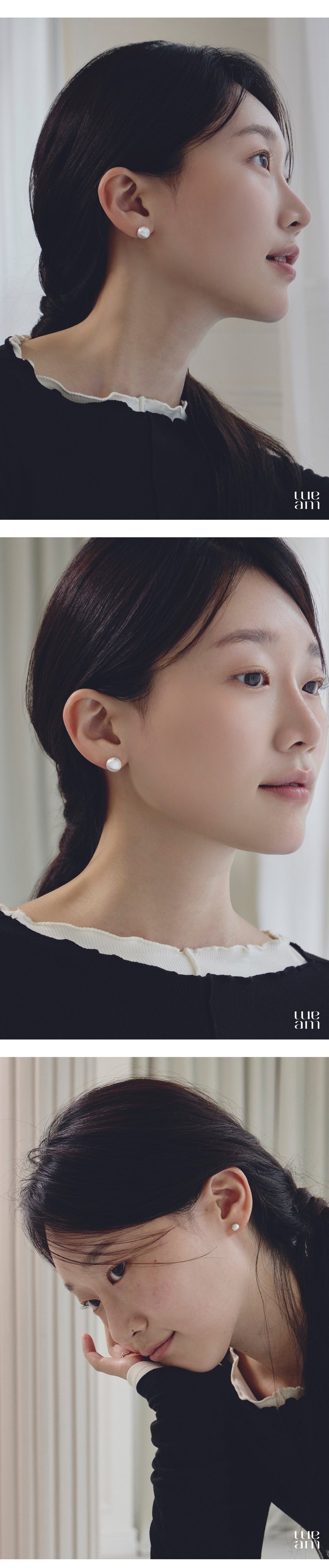 Silver Round Matte Stud Earrings