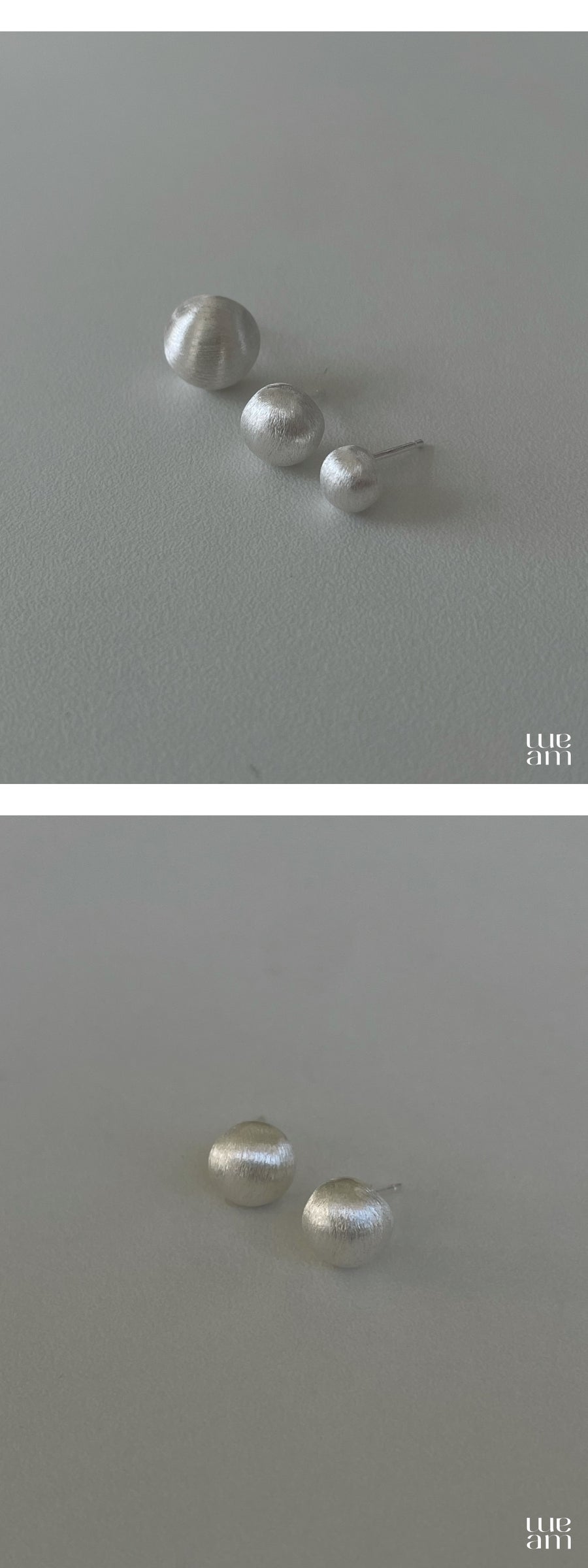 Silver Round Matte Stud Earrings