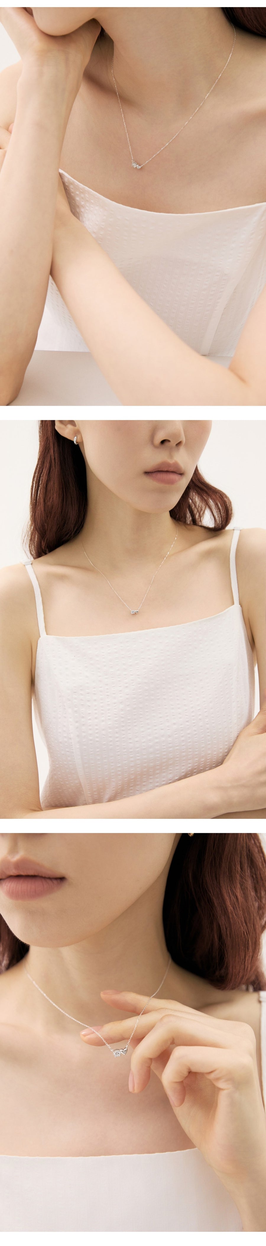 シルバーグリッターハートウィアモンズネックレス / Silver Glitter Heart Necklace