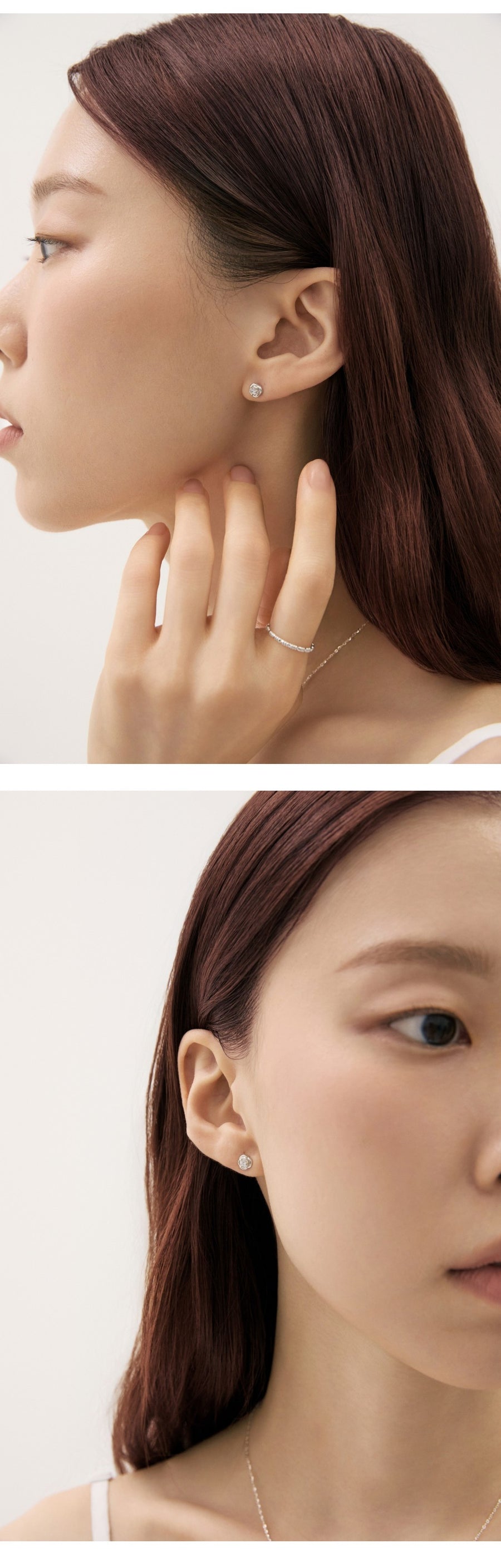 Silver Rose Stone Earrings