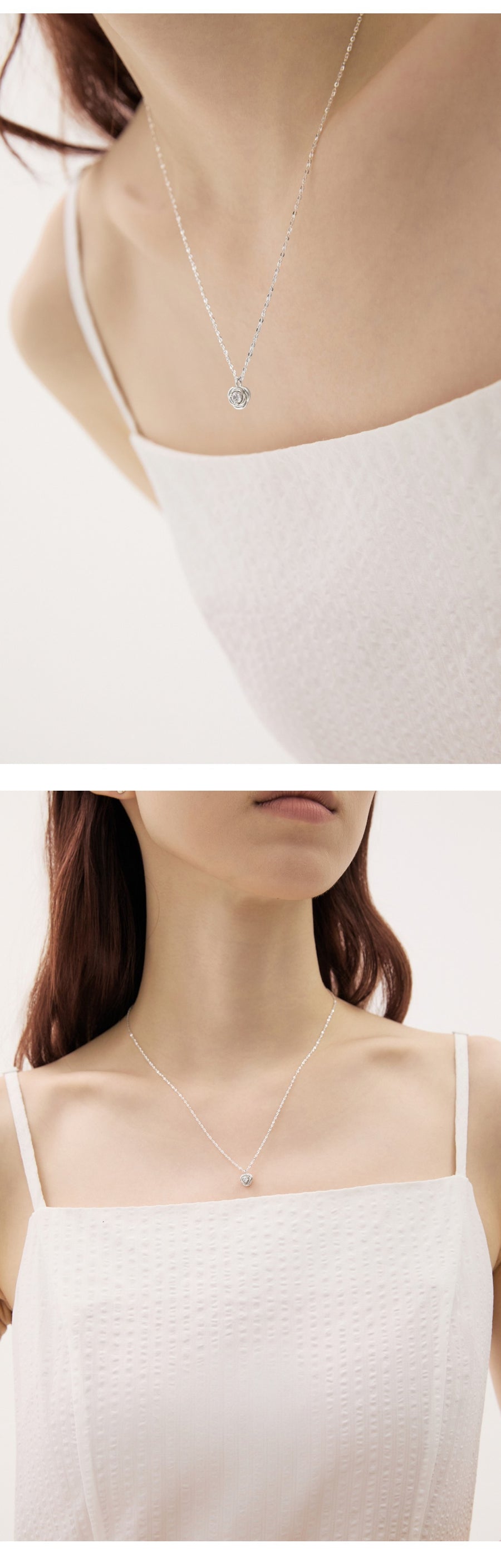 シルバーローズストーンウィアモンズネックレス / Silver Rose Stone Necklace