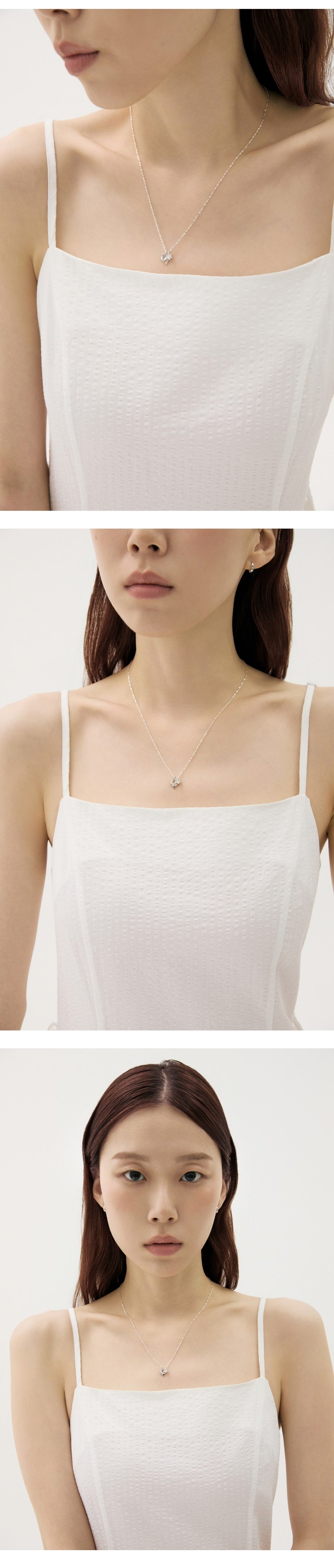 シルバーボリュームハートチャームウィアモンズネックレス / Silver Volume Heart Charm Necklace