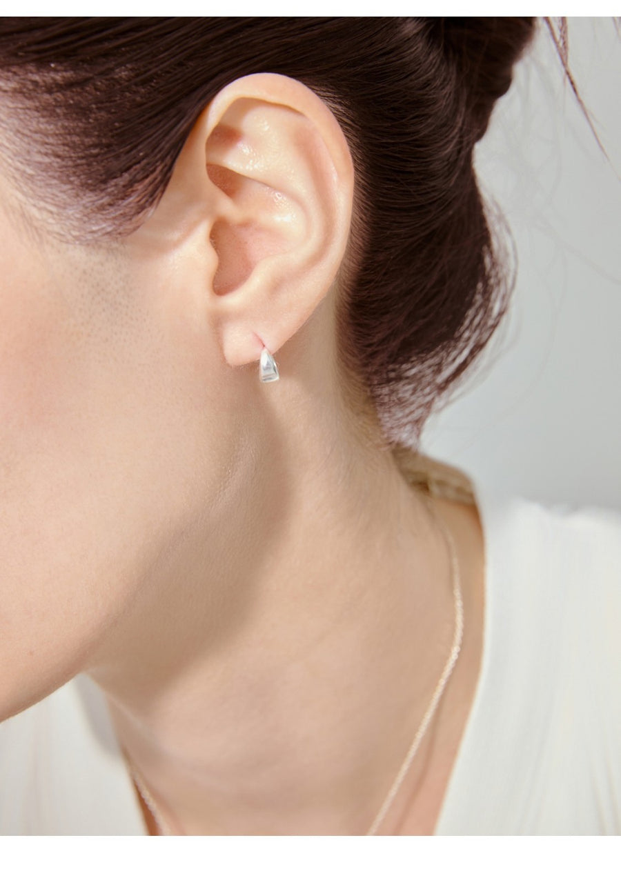 Silver Bold Drop One-Touch Earrings