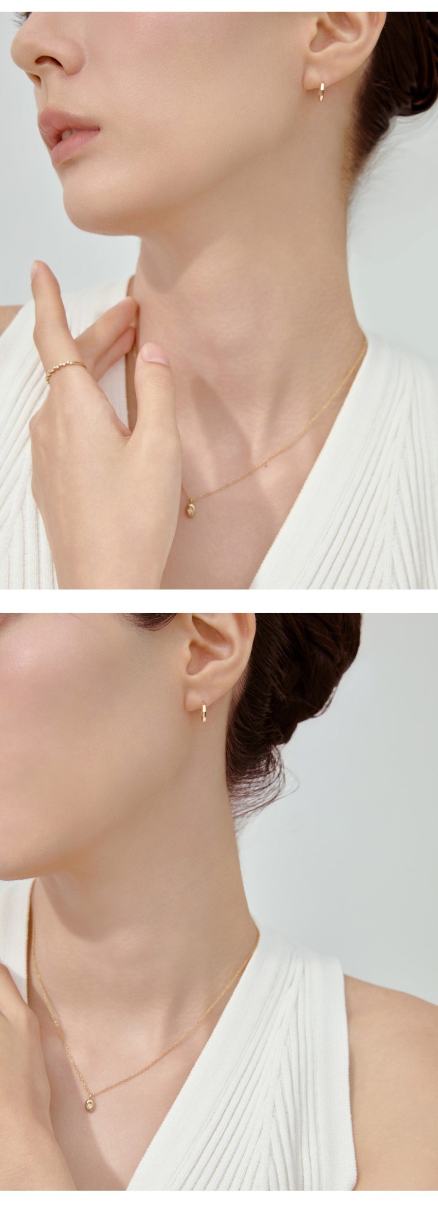 Shine-Cut One-Touch Gold Pierced Earrings