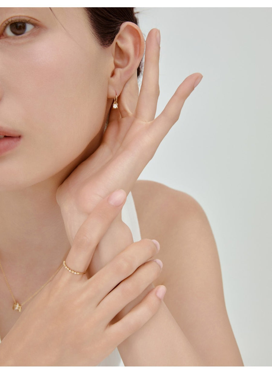 Squaredrop 14K Gold One-touch Earrings