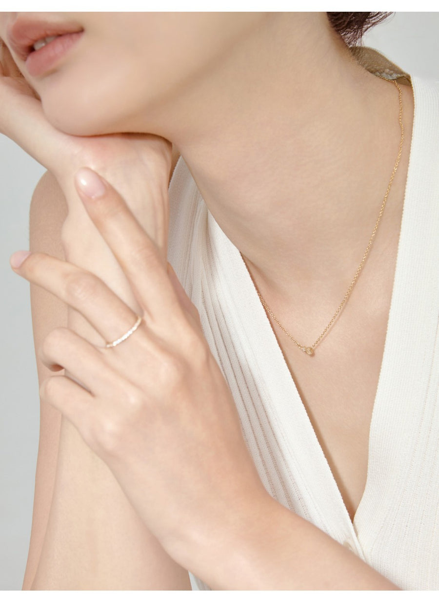 Double Square Stone 14K Gold Necklace
