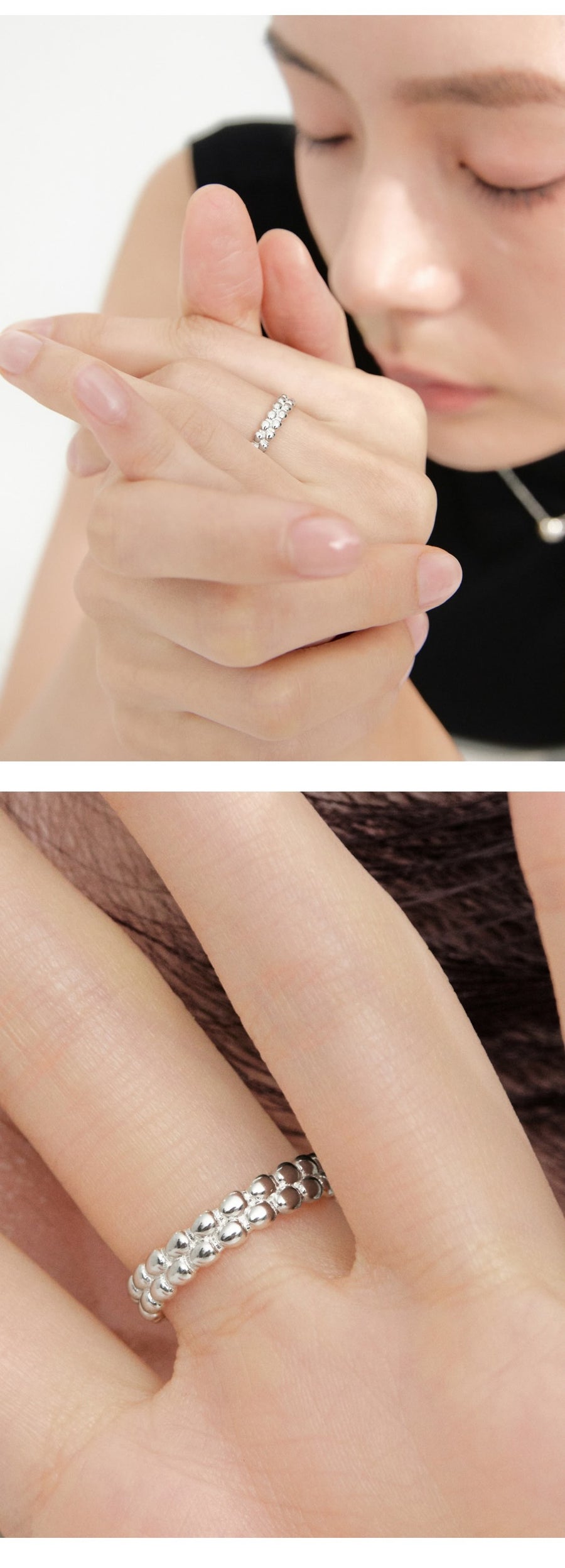 Silver Pebble Line Ring