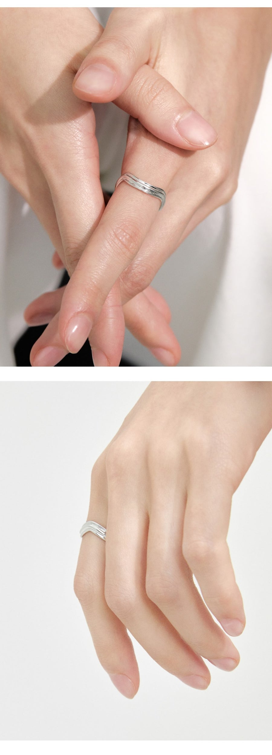 Silver wave ring