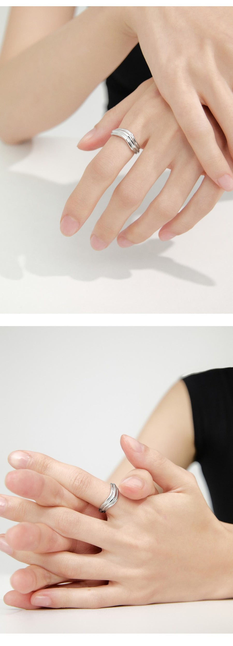 Silver Wave Ring/Silver Foamless Ring