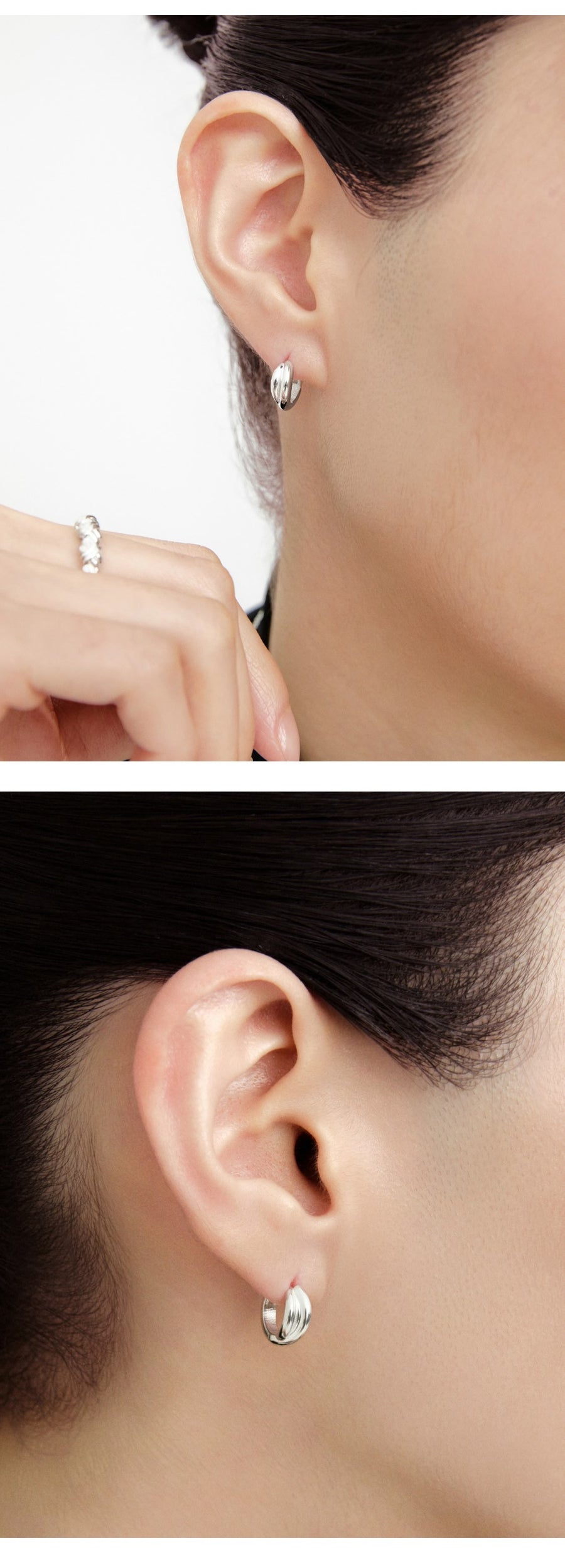 Silver X-line One-Touch Pierced Earrings