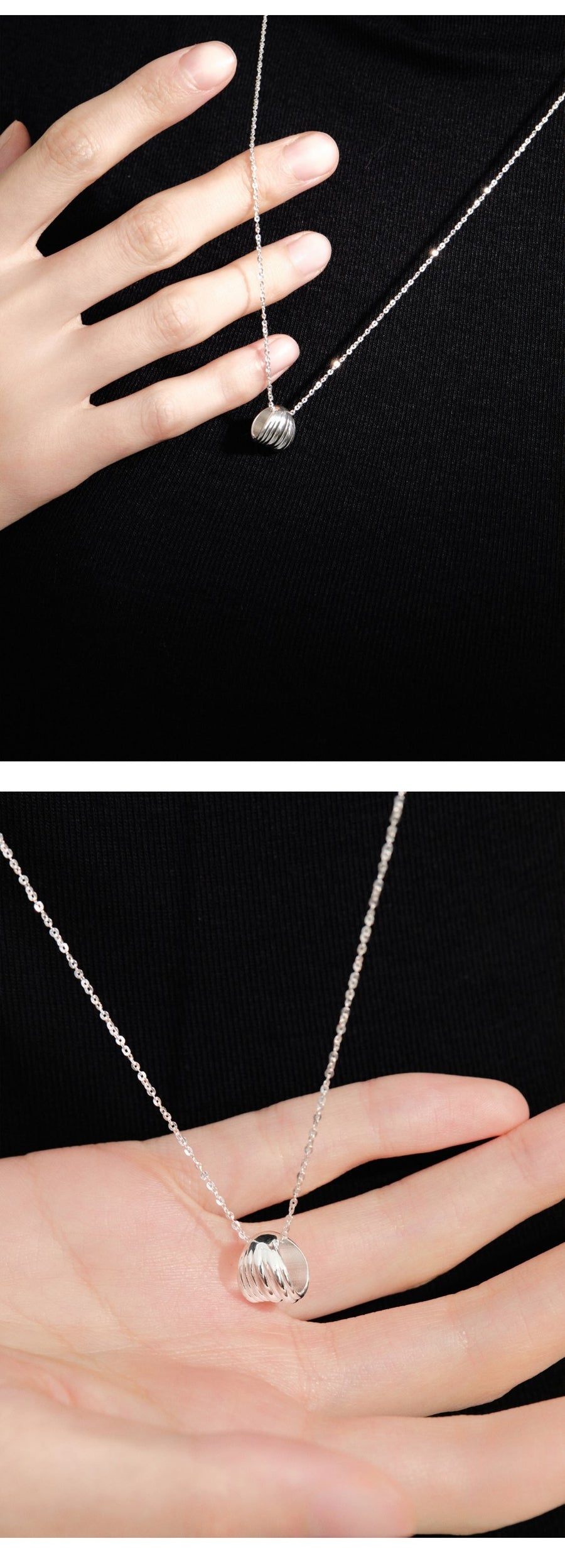 Silver Drape Line Long Necklace