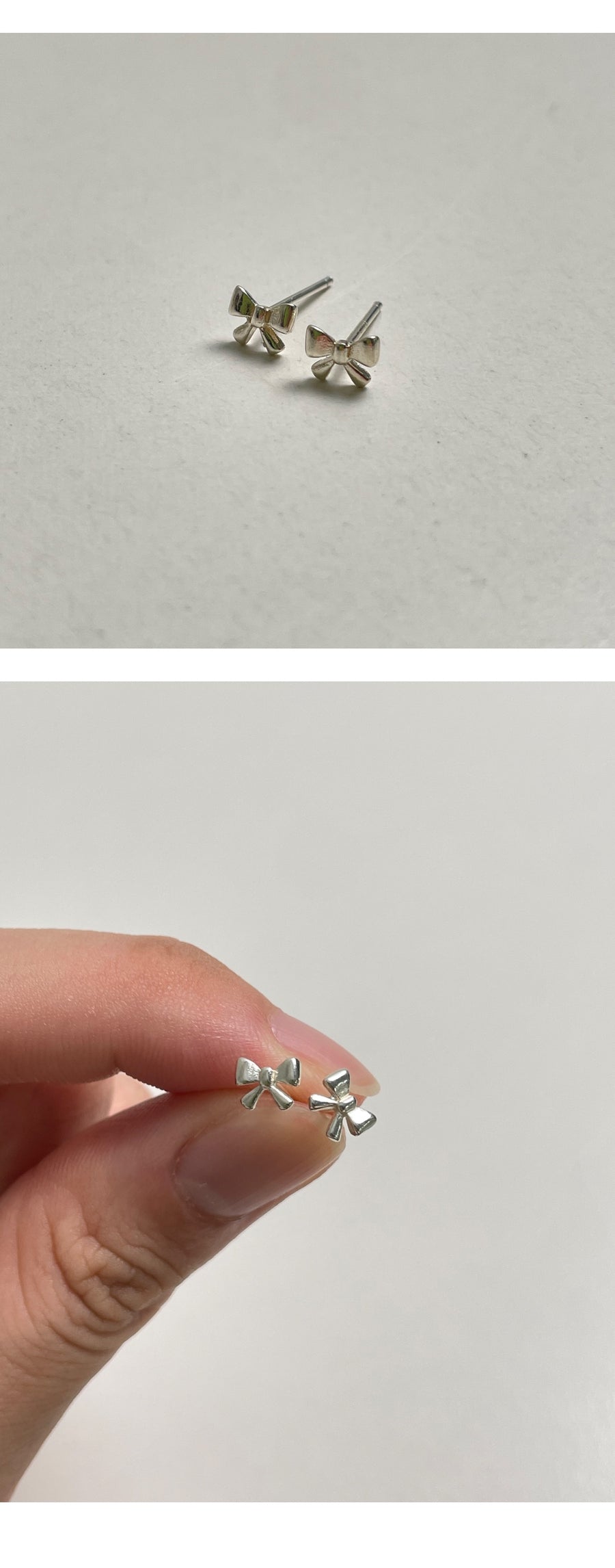 シルバー タイニー リボン ピアス