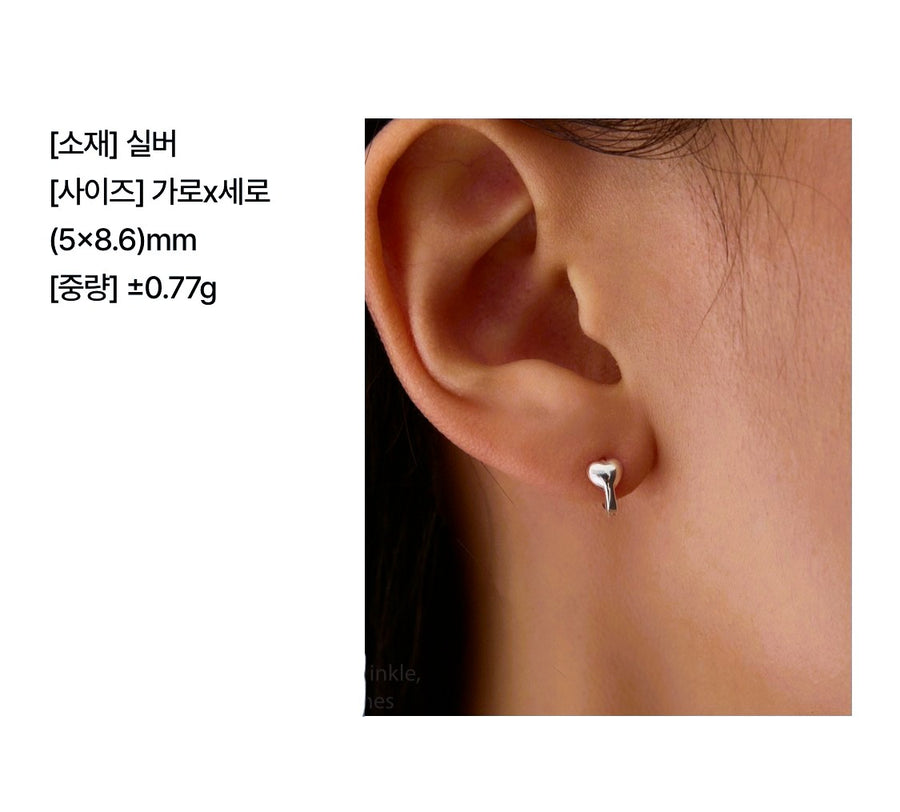 シルバー ハート ワンタッチ ピアス