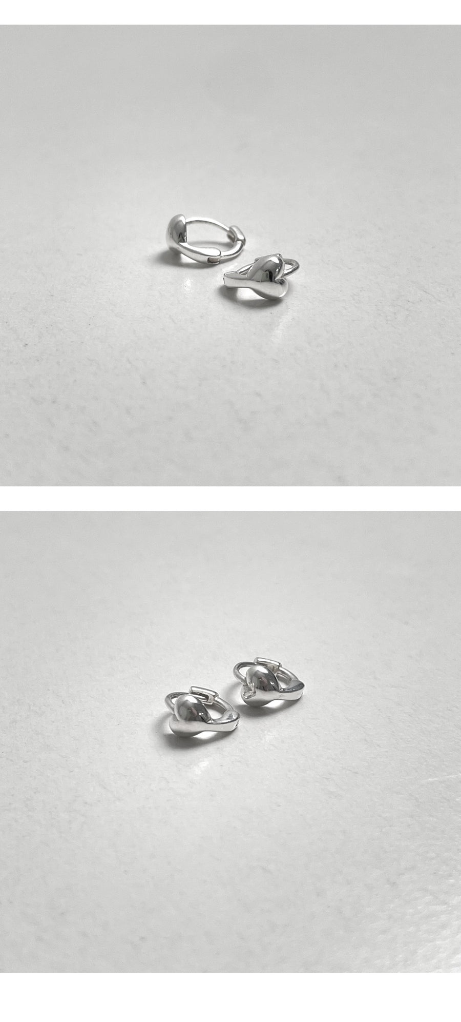 シルバー ハート ワンタッチ ピアス