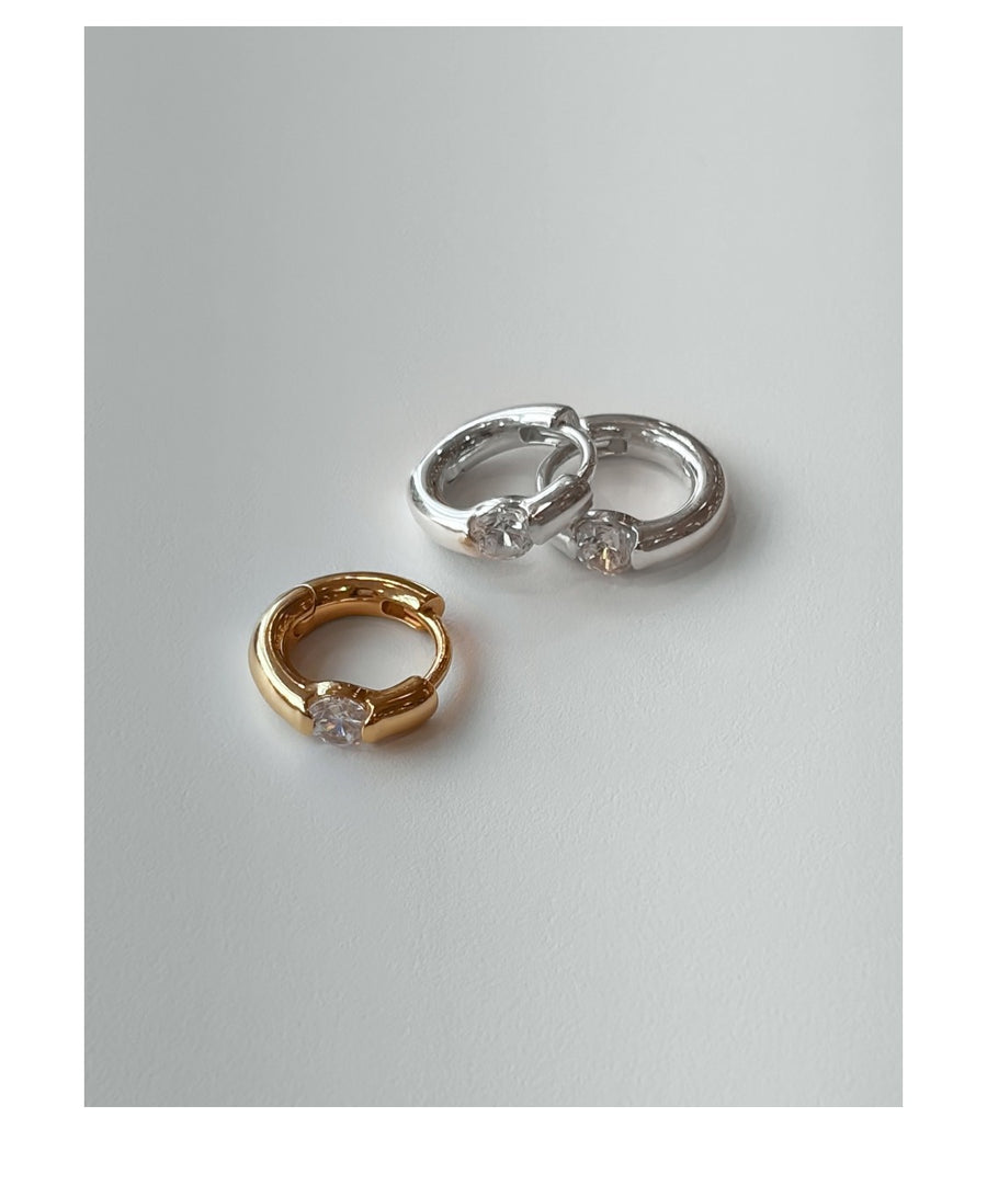 Silver Classic Stone Volume Piercings（Pair）
