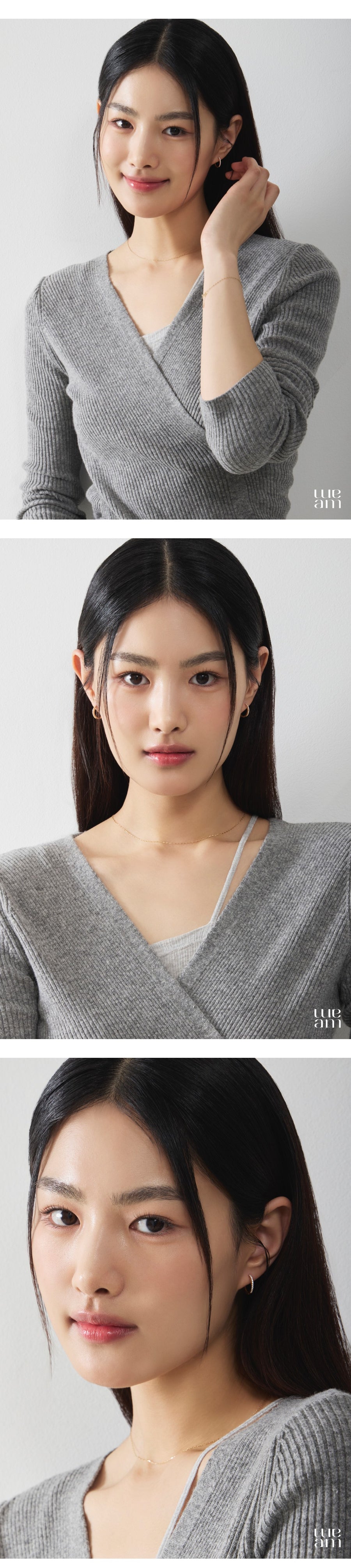 K14 Flat Stone One-Touch Earring [Single]