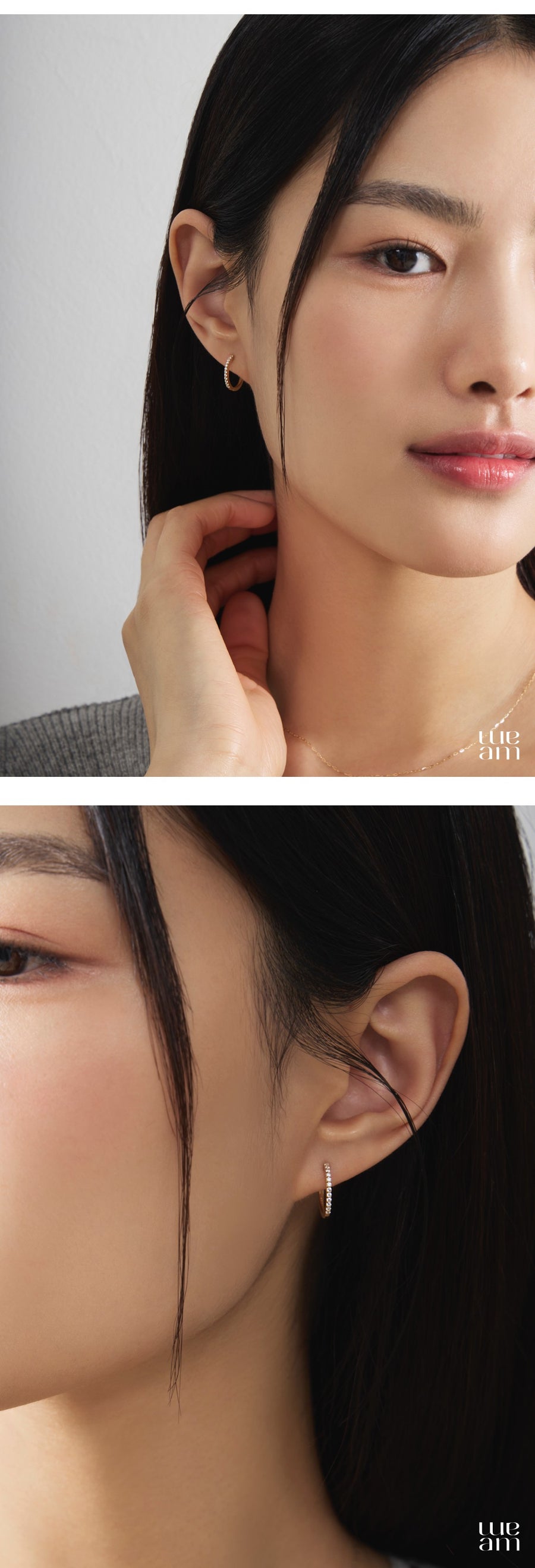 K14 Flat Stone One-Touch Earring [Single]