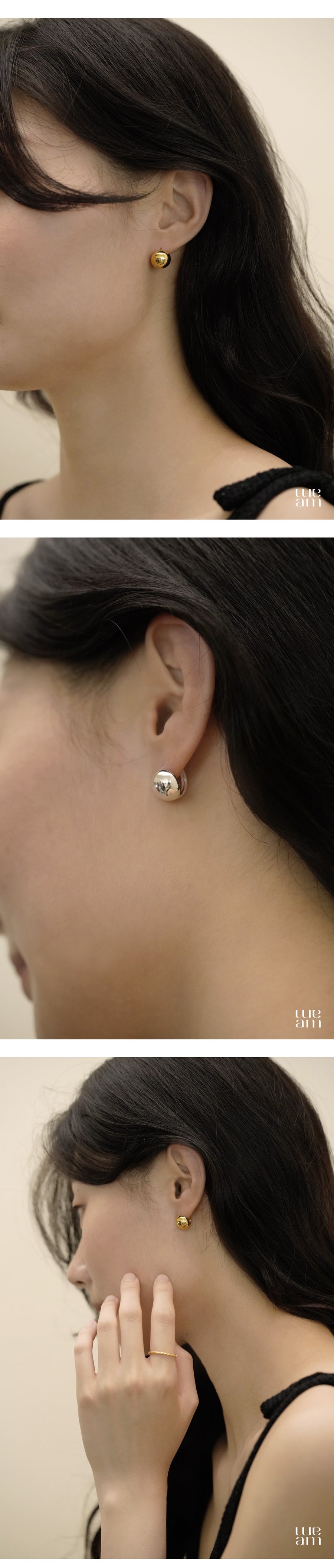 シルバー ボール ワンタッチ ピアス / Silver Ball One-Touch Earrings yellow