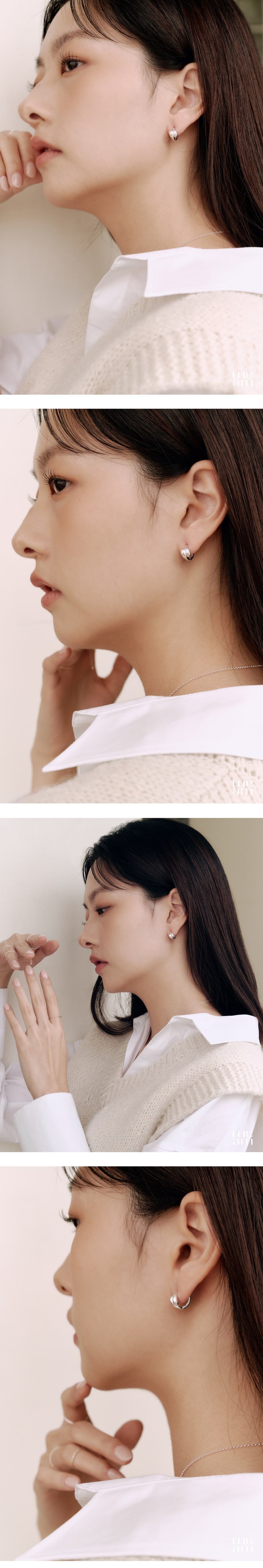 シルバー メルティング ワンタッチ ピアス / Silver Melting Volume One Touch Earrings