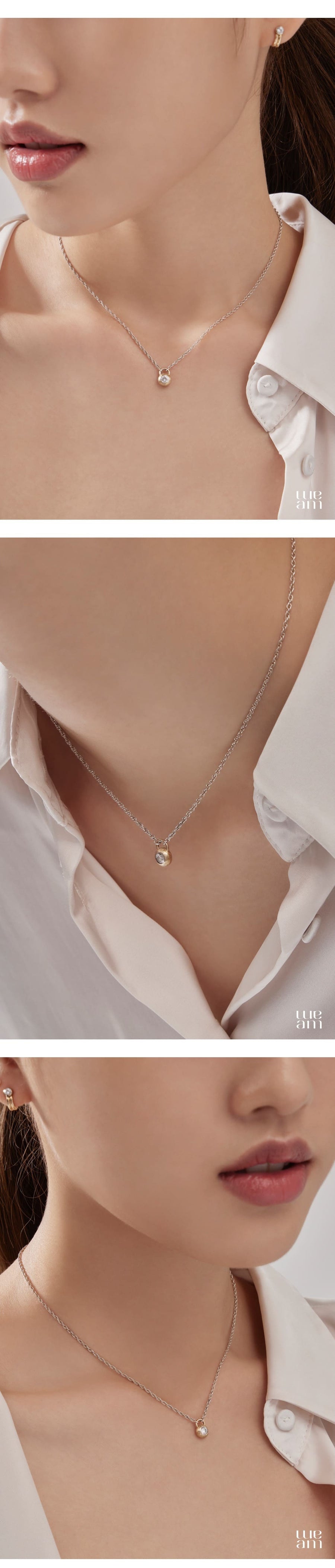 シルバー バゼル セッティング ネックレス / Silver Bazel Setting Necklace