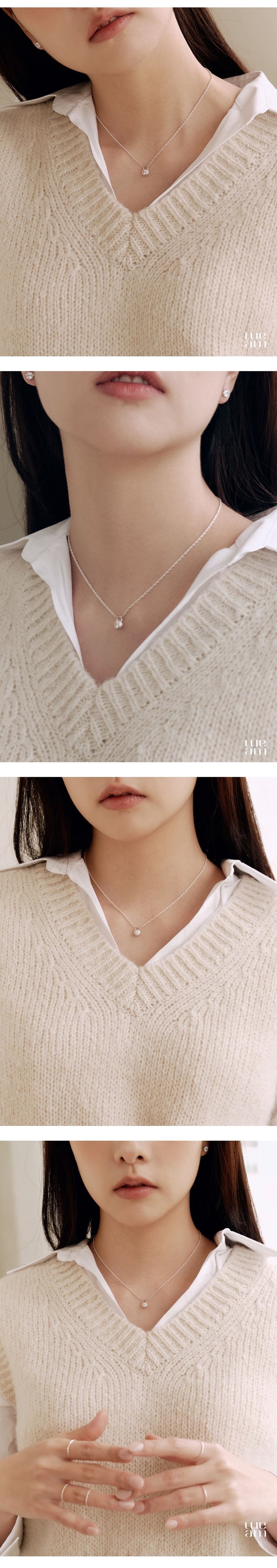 シルバー バゼル セッティング ネックレス / Silver Bazel Setting Necklace
