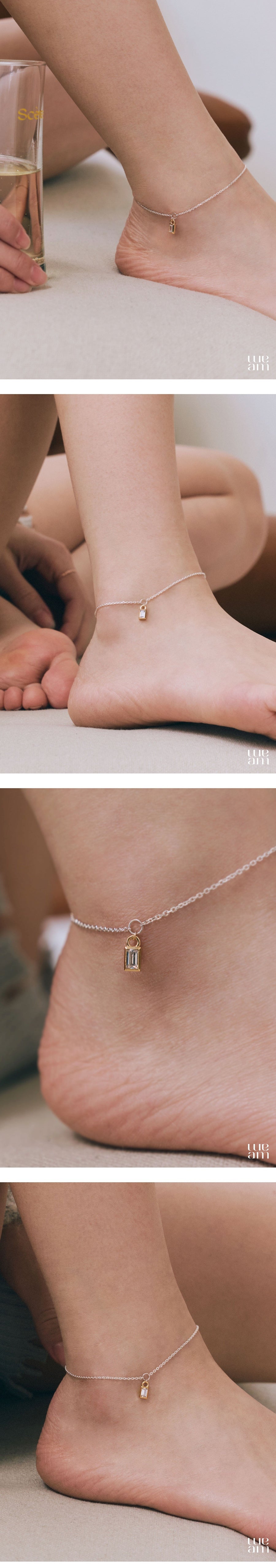 シルバー コンビ バゲット カット アンクレット / Silver Combi Baguette Cut Anklet