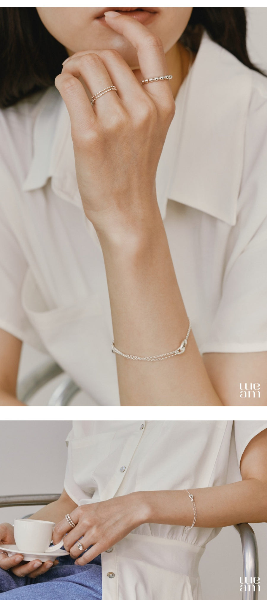 シルバー ビーン 2ライン ブレスレット / Silver Bean Two Line Bracelet