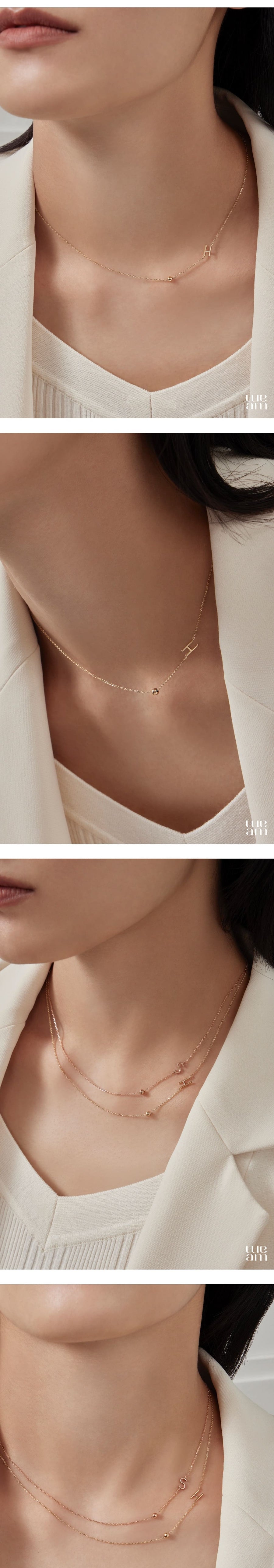 K14 Initial Simple Ball Necklace / 14K Initial Simple Ball Necklace