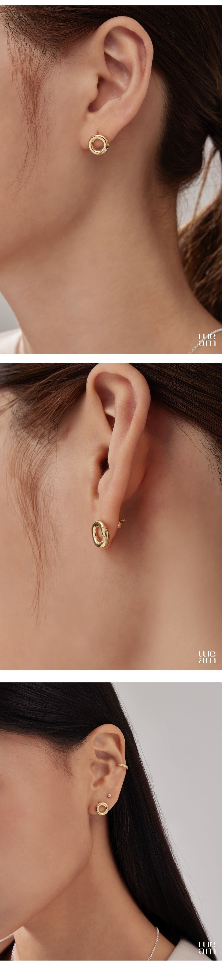 ゴールドウェーブドーナツダイヤモンドピアス