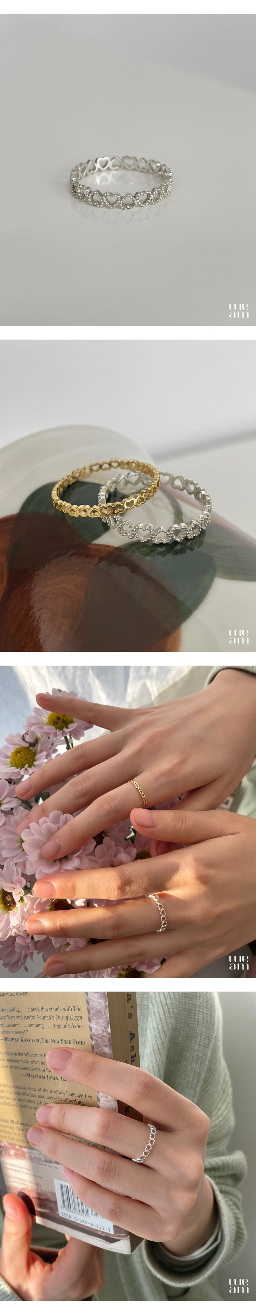 シルバー ミルグレイン ハート パターン リング / Silver Milgrain Heart Pattern Ring