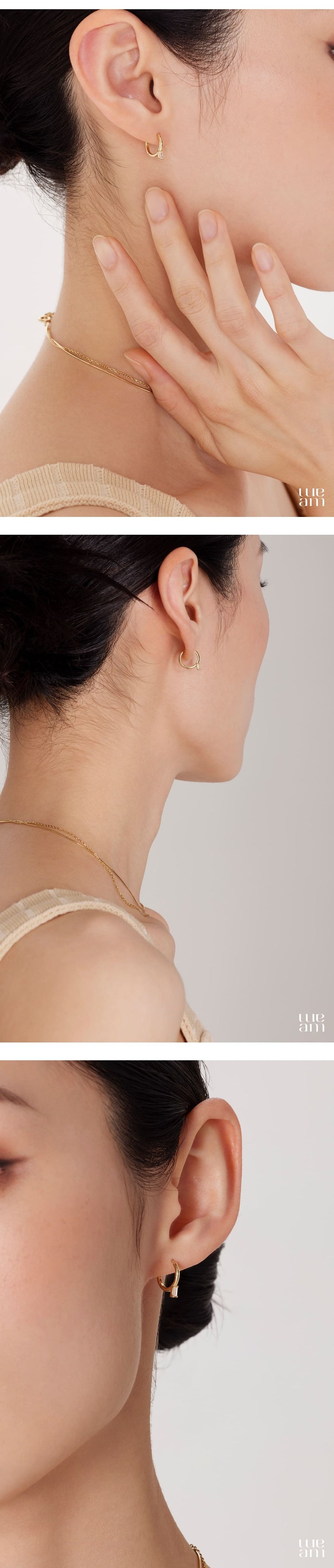 シルバー バゲット ベーシック ワンタッチ ピアス / Silver Baguette Basic One-Touch Earrings