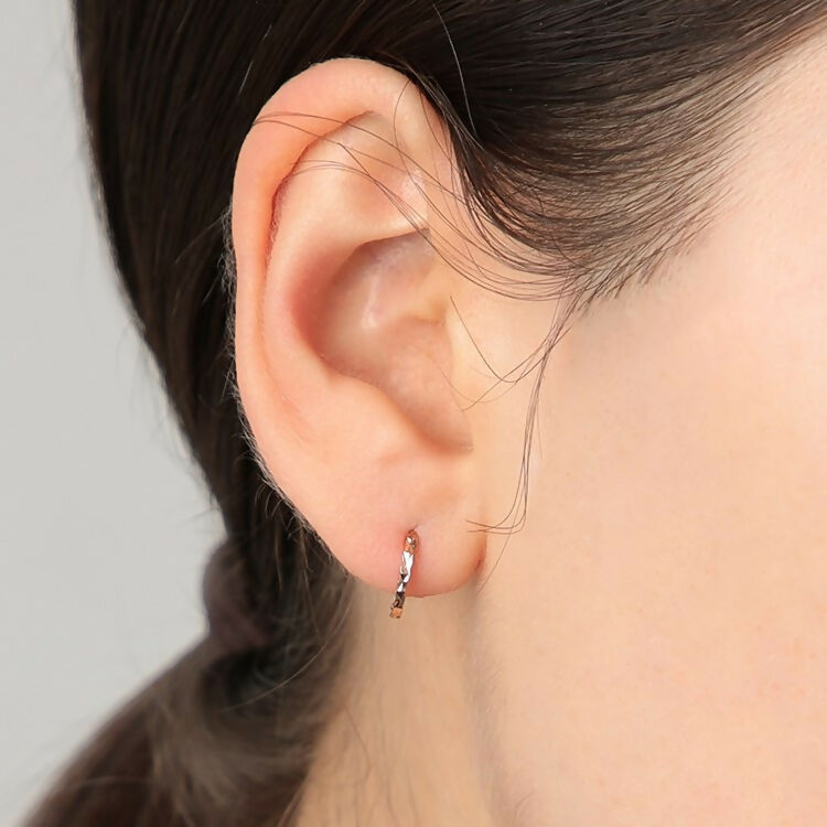 K18 ダイヤモンドカット フープピアス / 18K Diamond Cut Hoop Earrings