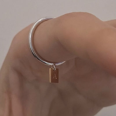 シルバー コンビ イニシャル タグ リング / Silver Combi Initial Tag