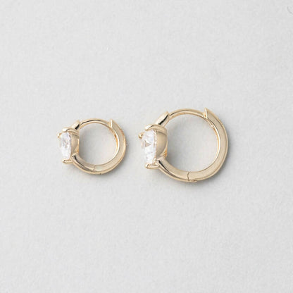 K14 ハート ストーン ワンタッチ ピアス / 14K Heart Cut Huggie Hoop Earrings