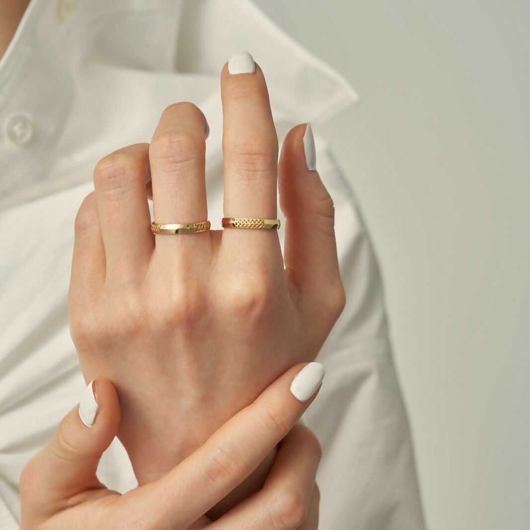 K18 クロスバンブースタッキングリング B / 18K X bamboo stacking ring B