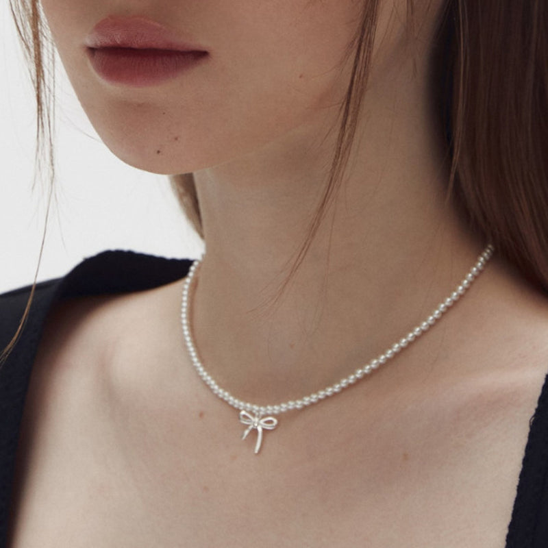 リボン パール ネックレス / Ribbon pearl necklace