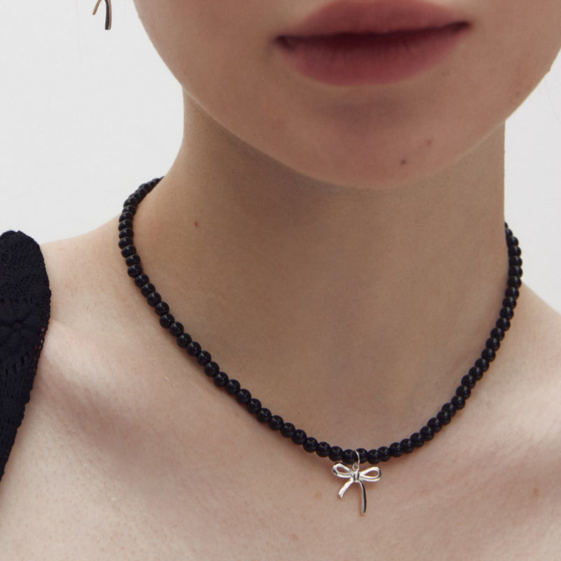 リボン ブラック ネックレス / Ribbon black necklace