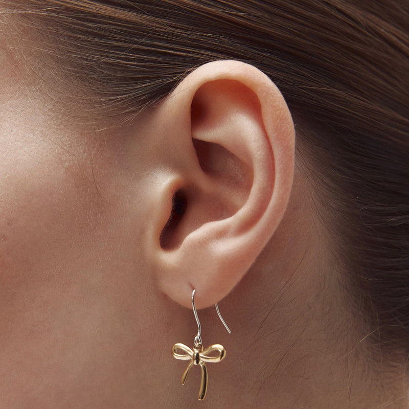 リボン フック ピアス / Ribbon hook earrings (3 colors)