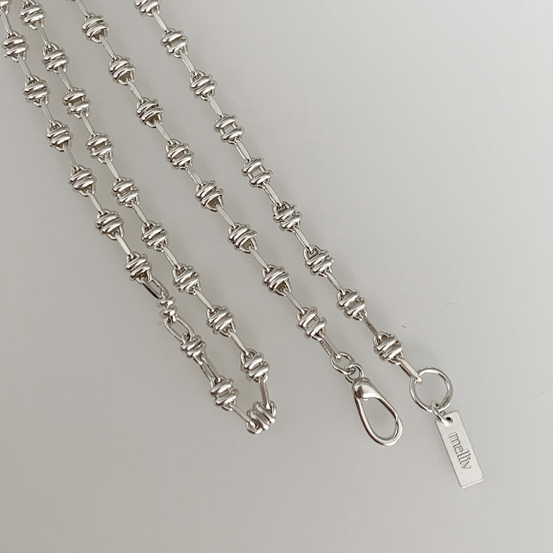 Silver Oval Ring Link Necklace_mvn43