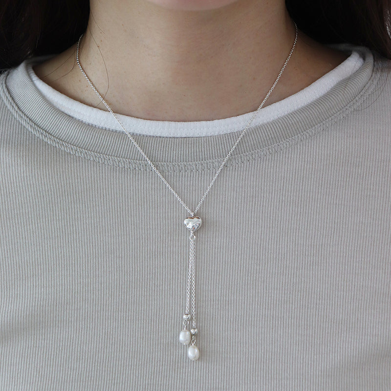 ハート ドロップ ネックレス（パール） / heart drop necklace (Pearl)