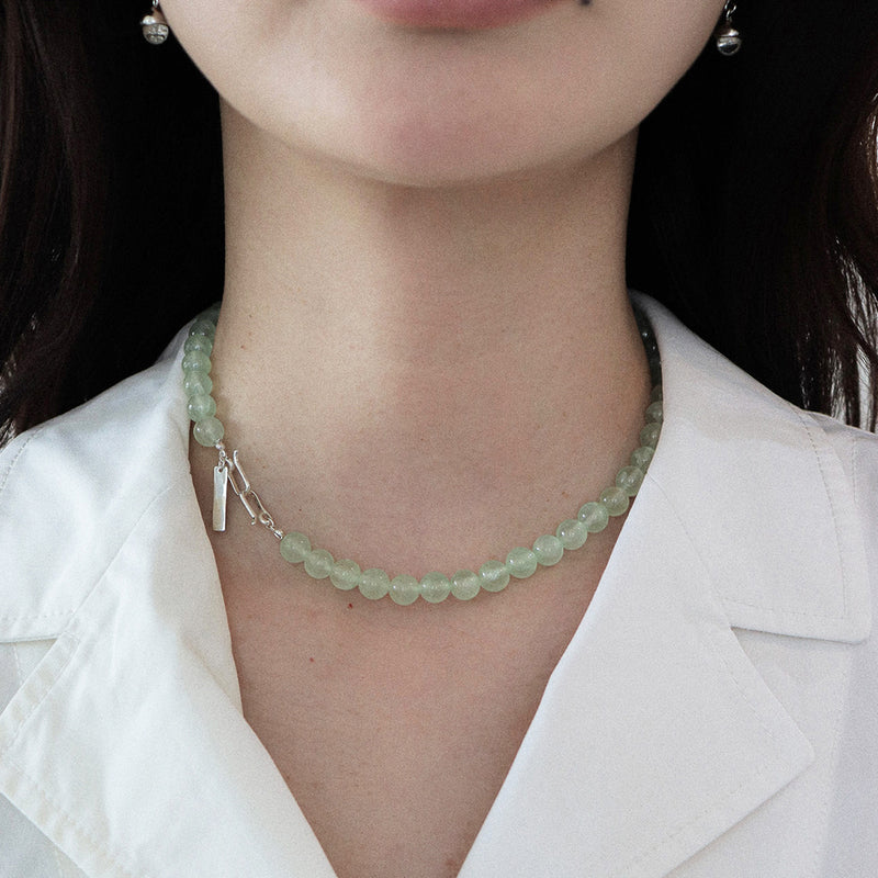 プレーナイト ボール ネックレス（ジェムストーン） / Prehnite ball necklace (Gemstone)