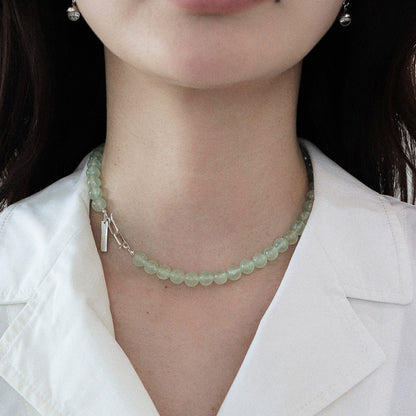 プレーナイト ボール ネックレス（ジェムストーン） / Prehnite ball necklace (Gemstone)