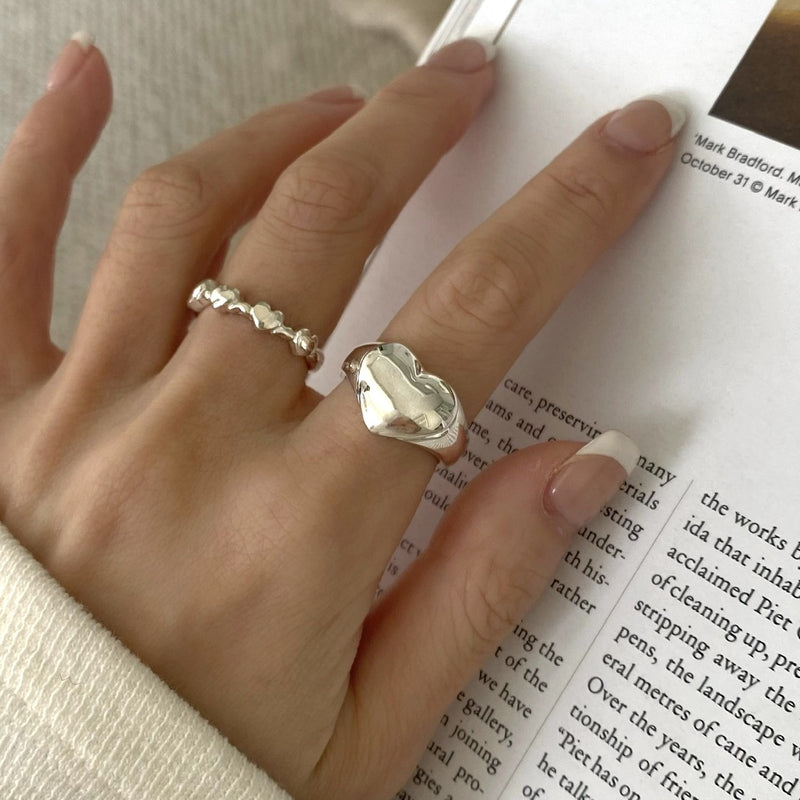 Much love ring bold heart ring (Sterling Silver)